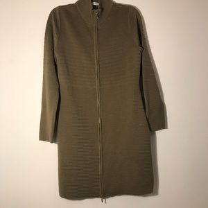 zip front banded sweater dress